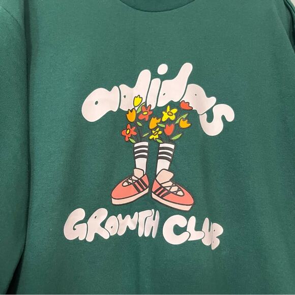 adidas Eco Growth Club Icon Graphic Crewneck Sweatshirt Green Women's Size L - Picture 2 of 8